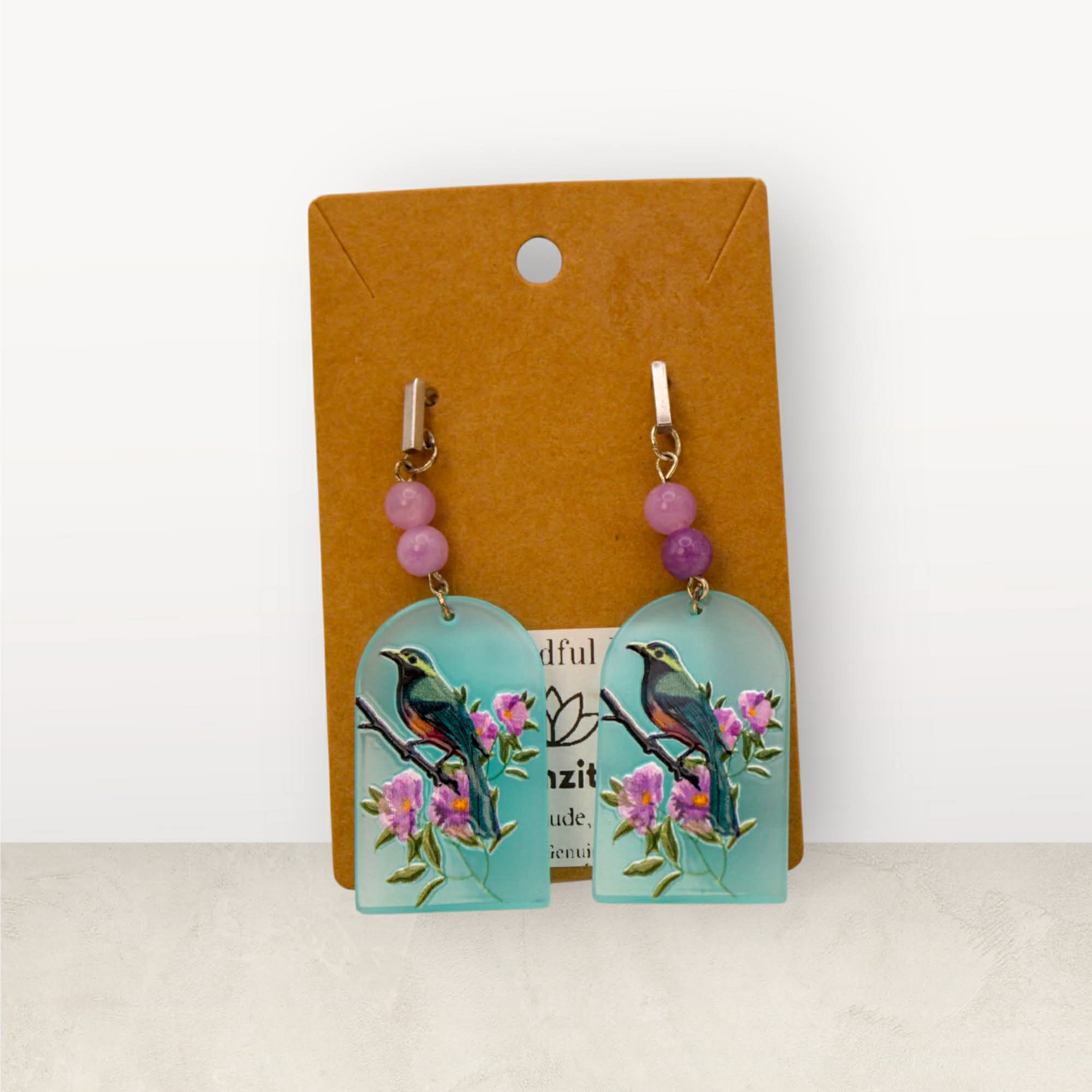 Kunzite Bird Arch Earrings – Stainless Steel Posts