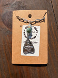 Moss Agate Planchette Necklace – Stainless Steel Chain (Silver Tone) | Unique Handmade Piece