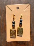 Labradorite Tarot Earrings – Gold Plated Stainless Steel Posts | Unique Handmade Piece