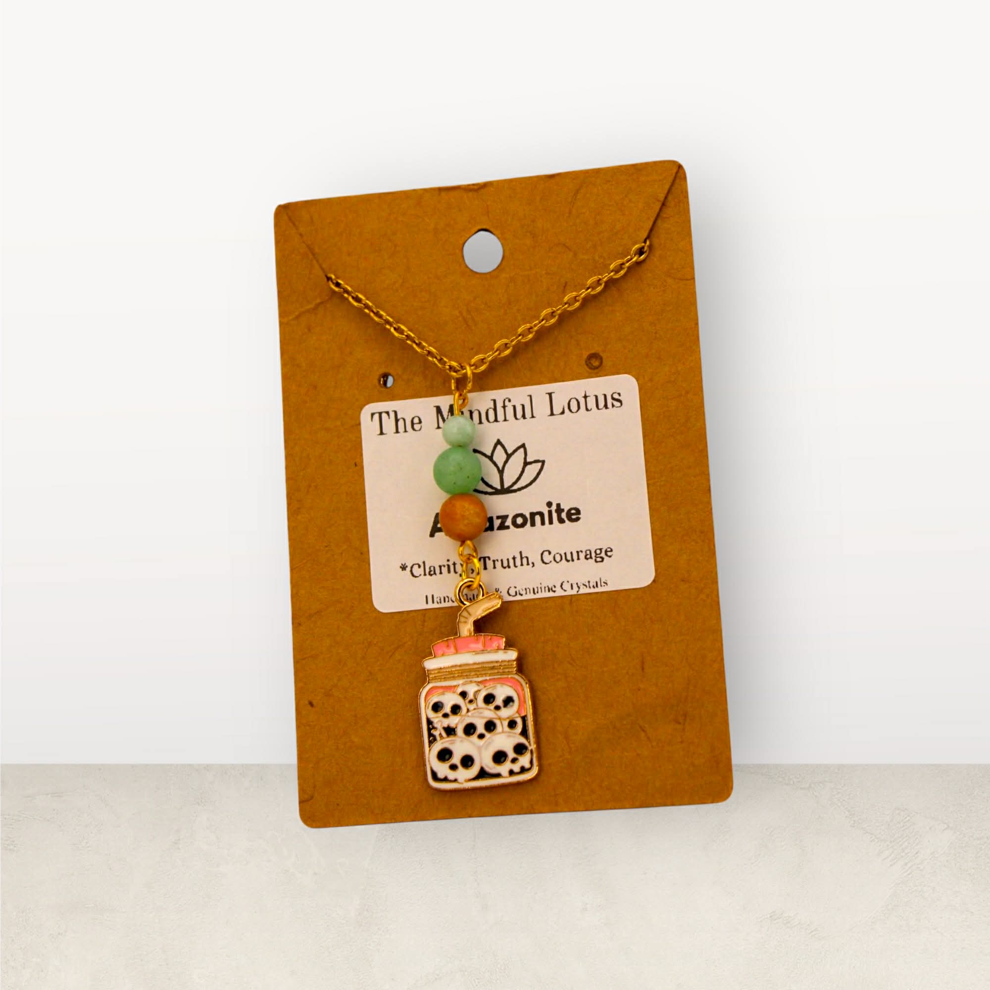 Amazonite Potion Bottle Necklace – Gold Plated Chain