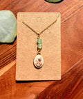 Green Aventurine Fairy Frog Necklace – Gold Plated Stainless Steel Chain | Unique Handmade Piece