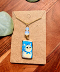 Opalite Storybook Cat Necklace – Gold Plated Stainless Steel Chain | Unique Handmade Piece