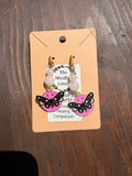 Rose Quartz Moth Earrings – Gold Plated Stainless Steel Posts | Unique Handmade Piece