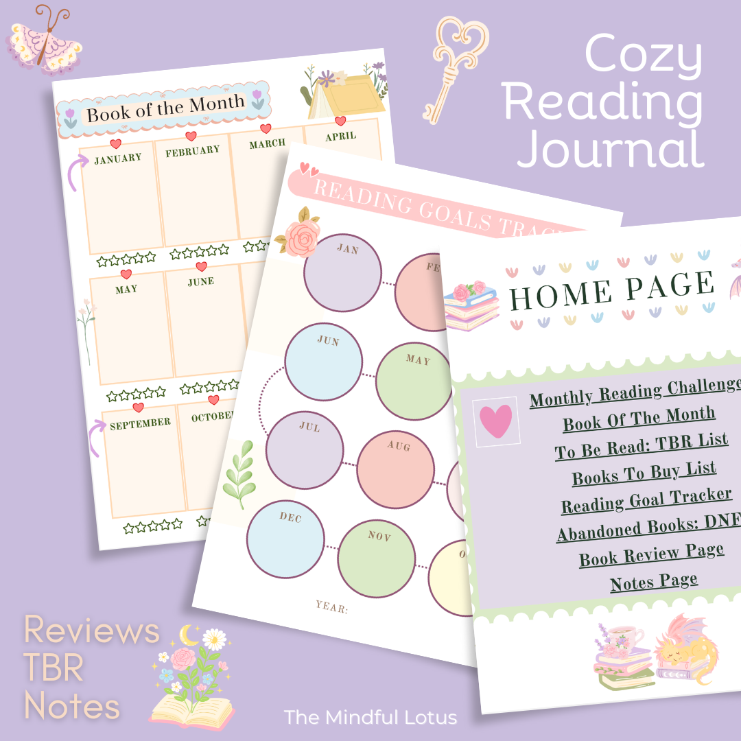 Cozy Digital Reading Journal for iPad | Pastel Book Tracker, Reviews & Monthly Reading Challenge