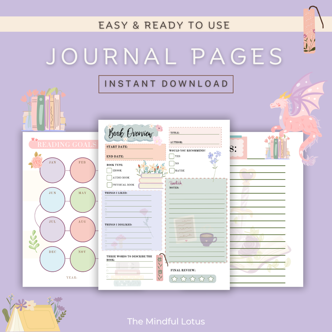 Cozy Digital Reading Journal for iPad | Pastel Book Tracker, Reviews & Monthly Reading Challenge