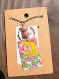 Gemini Zodiac Necklace – Rhodonite | Stainless Steel Chain (Silver Tone) | Unique Handmade Piece