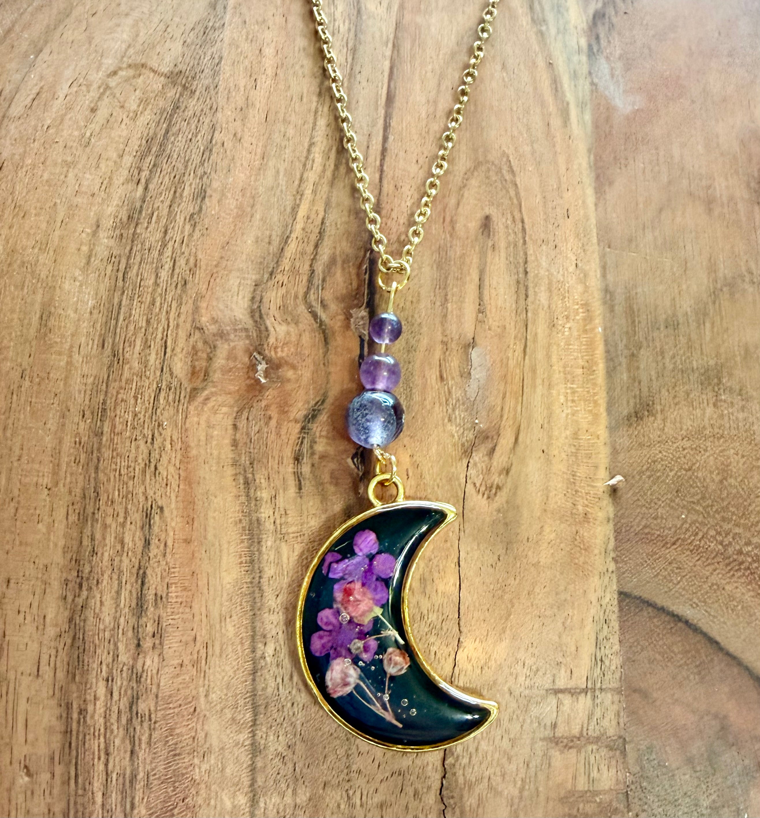 Fluorite Botanical Necklace – Gold Plated Chain