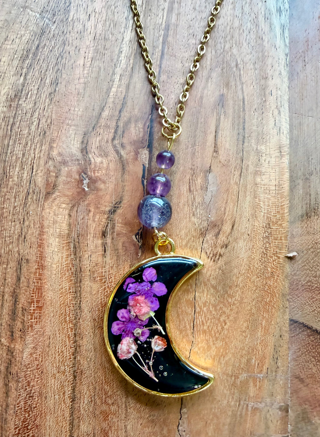 Fluorite Botanical Necklace – Gold Plated Chain