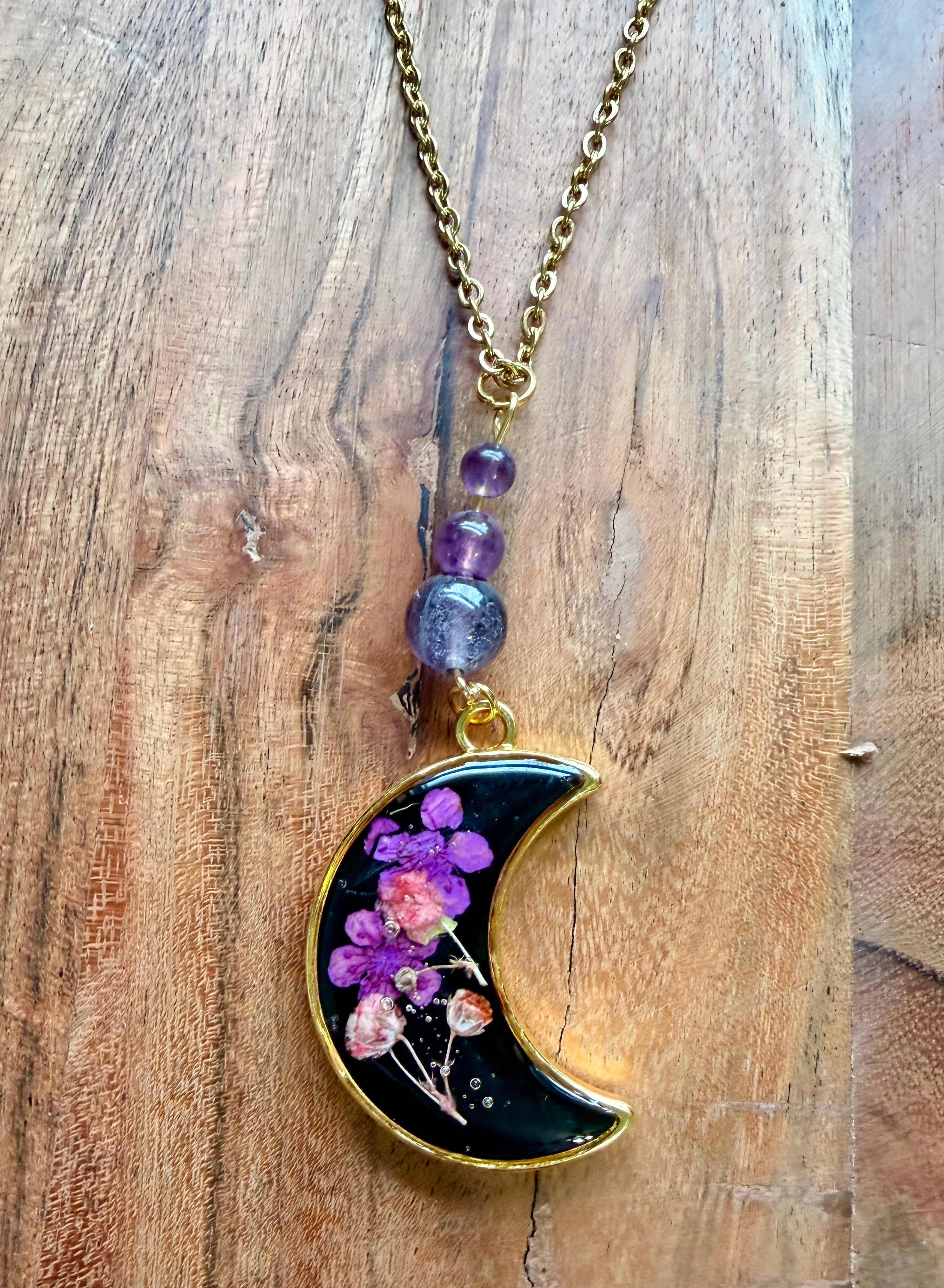 Fluorite Botanical Necklace – Gold Plated Chain