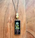 Yellow Jade Botanical Necklace – Silver Chain