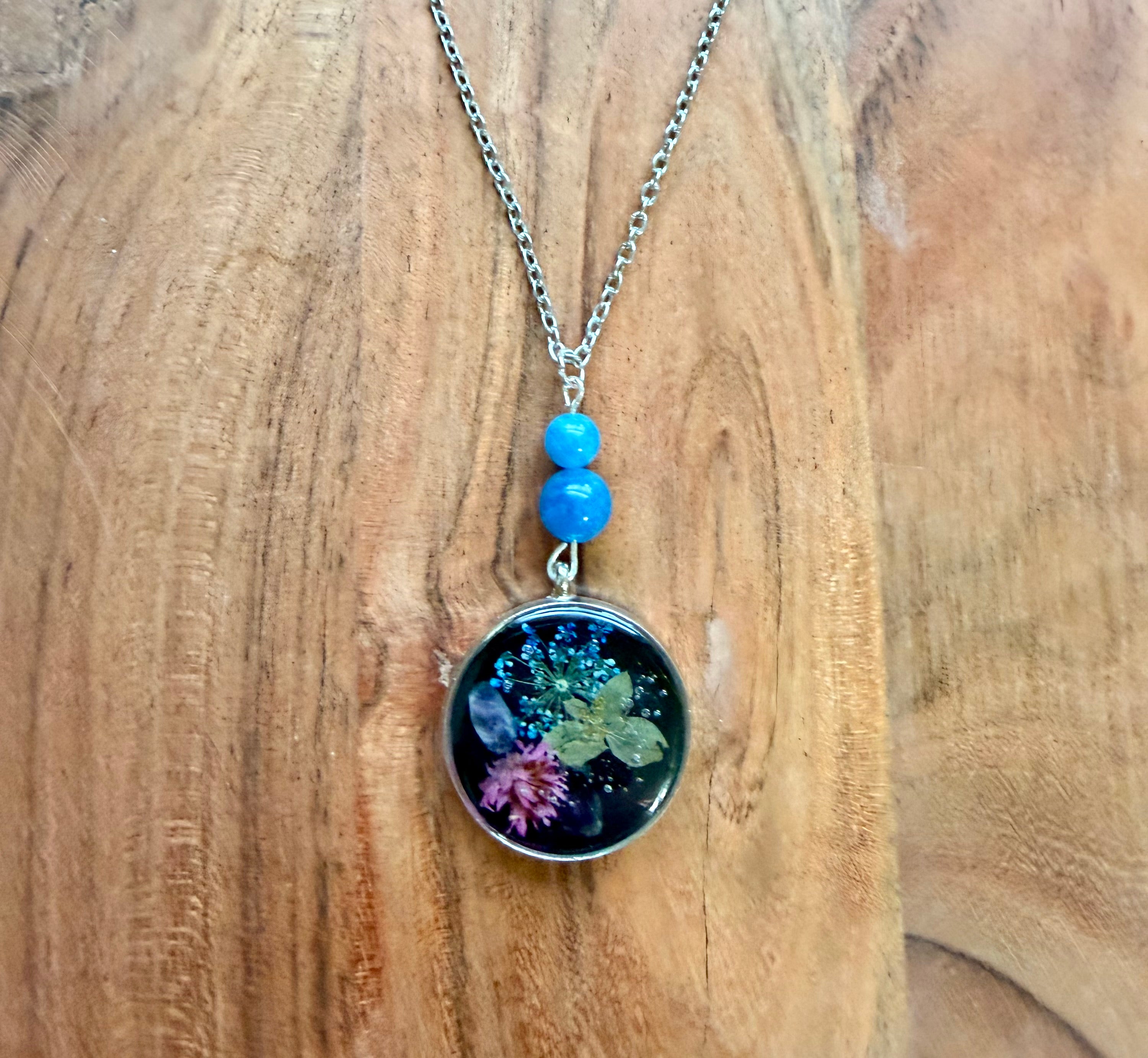 Apatite Botanical Necklace – Silver Chain