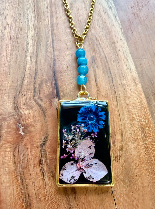 Apatite Botanical Necklace – Gold Plated Chain