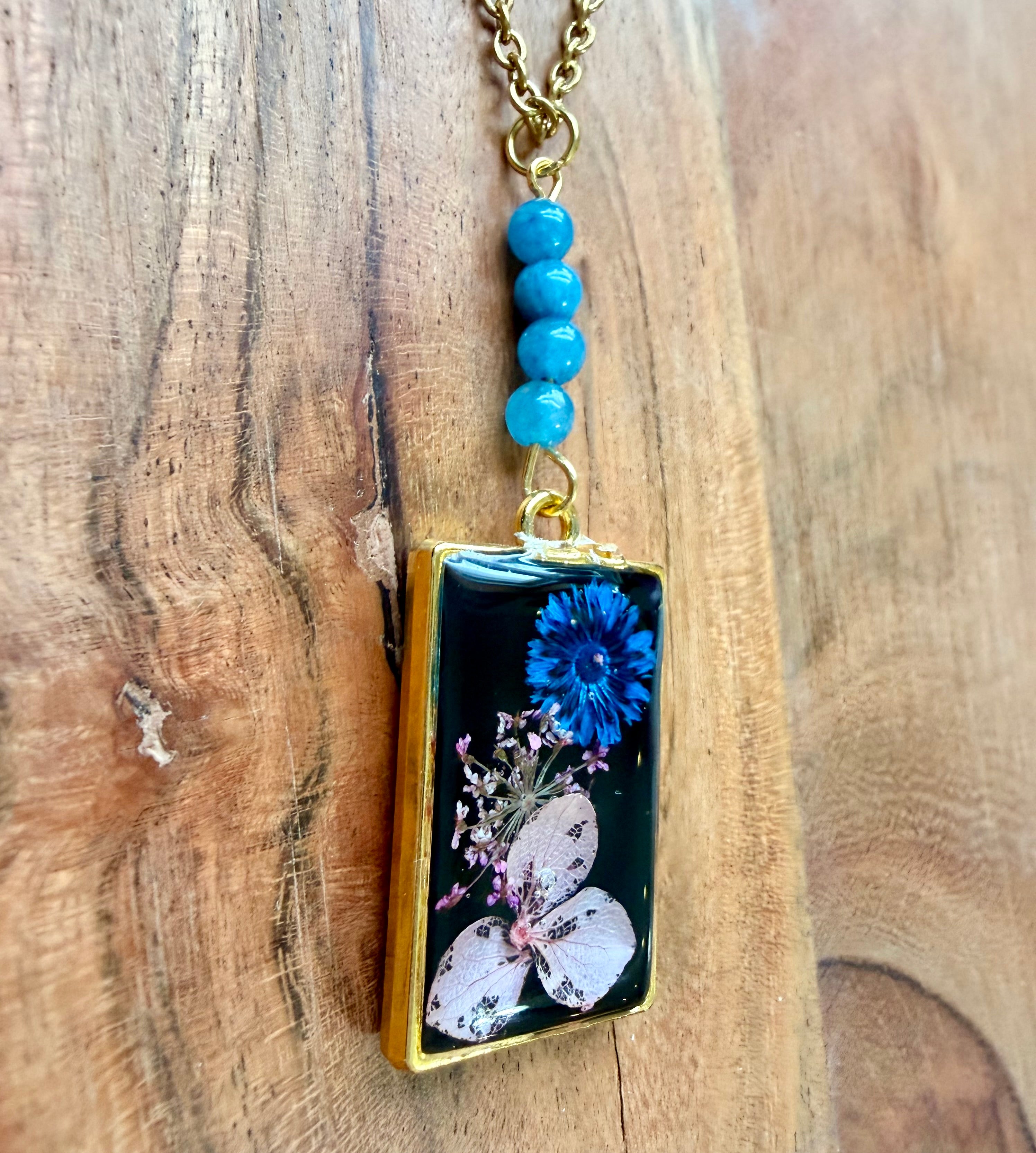 Apatite Botanical Necklace – Gold Plated Chain