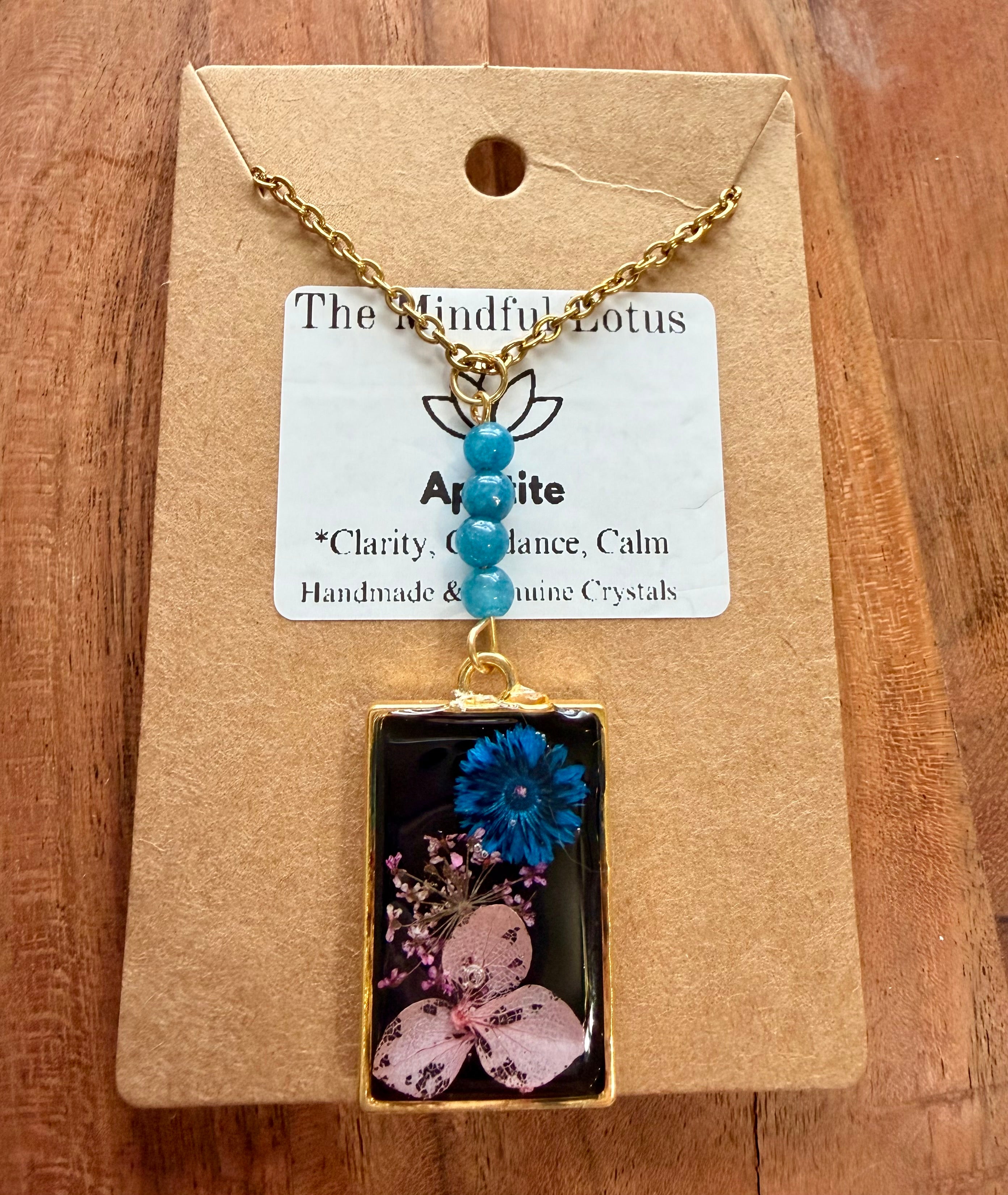 Apatite Botanical Necklace – Gold Plated Chain