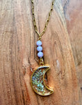 Kunzite Botanical Moon Necklace – Gold Plated Chain