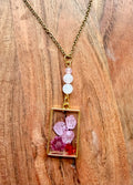Rose Quartz Botanical Necklace – Gold Plated Chain