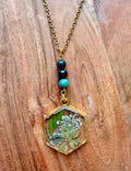 Ocean Jasper Botanical Necklace – Gold Plated Chain