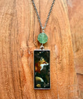 Green Aventurine Fox Necklace – Silver Chain