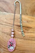 Rhodonite Crystal Bookmark With Bird Charm – Silver Tone