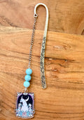 Aquamarine Crystal Bookmark With Tarot Charm – Silver Tone