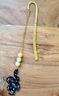 Yellow Jade Crystal Bookmark With Snake Charm – Gold Tone