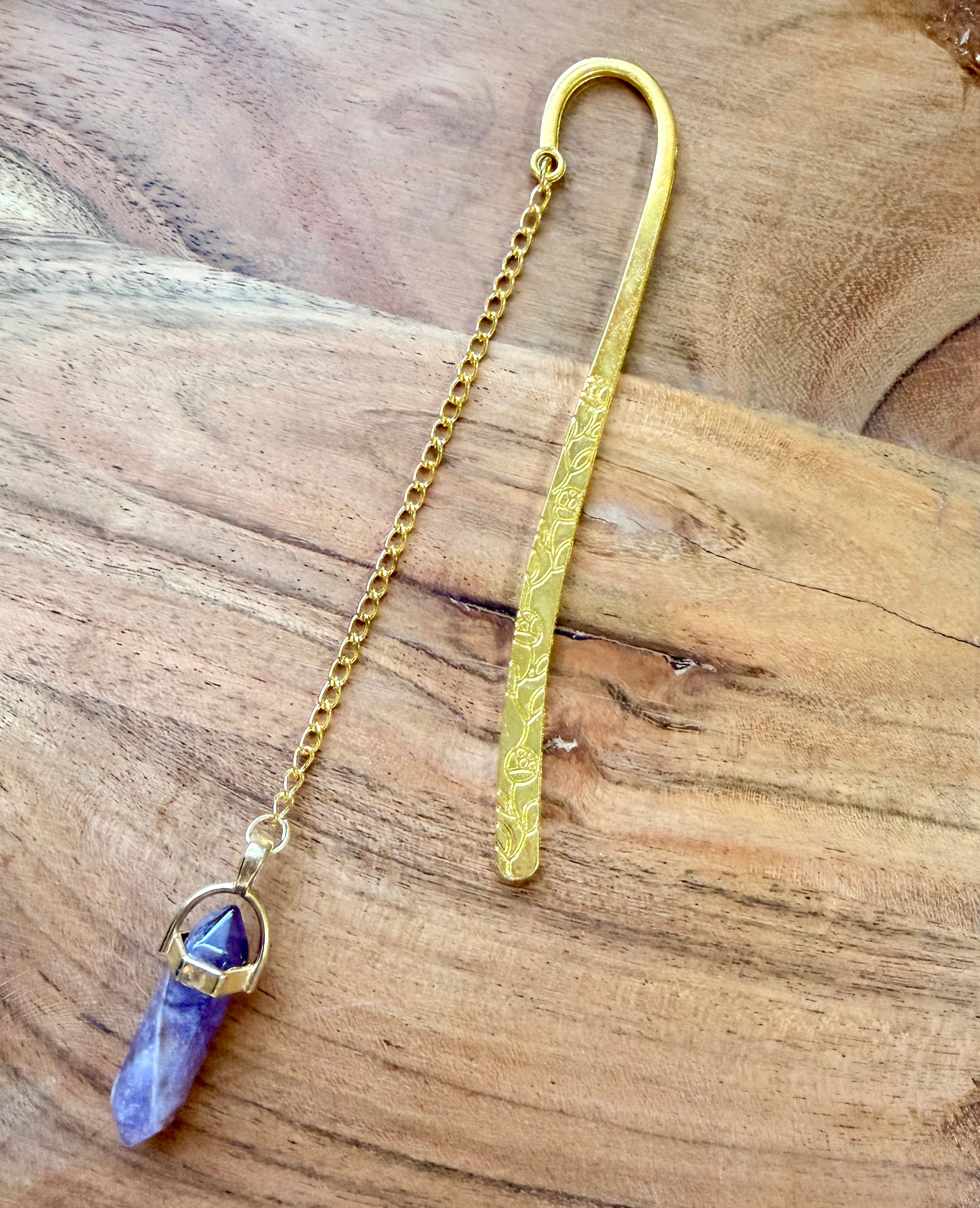 Amethyst Crystal Bookmark – Gold Tone