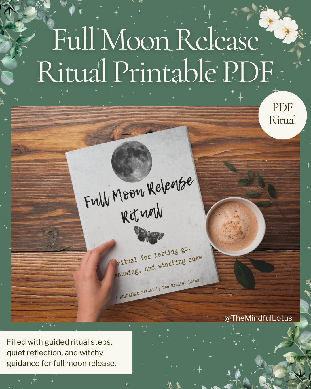 Full Moon Ritual PDF | Witchy Full Moon Ceremony, Moon Manifestation, Shadow Release, Printable Ritual Guide