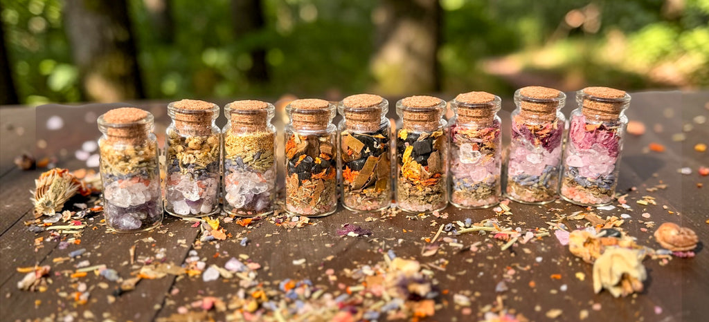 Pocket Spell Bottle- Calm| Crystal & Herb Spell Jar